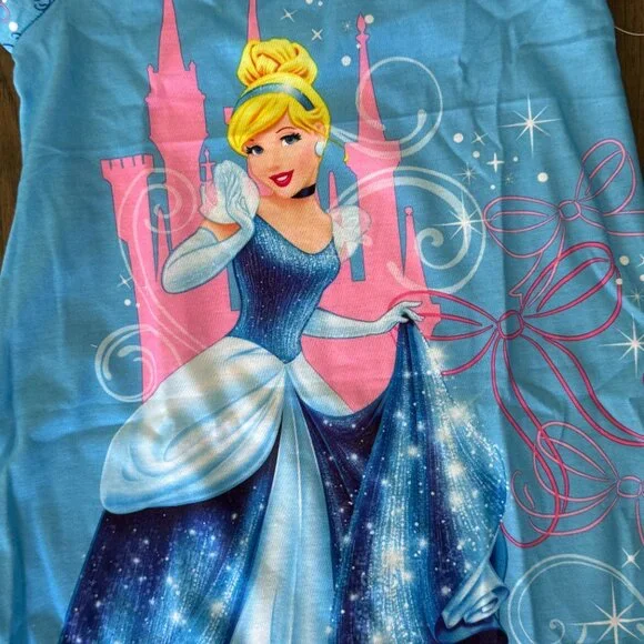 Disney Store Cinderella Princes Nightshirt Nightgown Girls Blue Pink Castle 4 4T